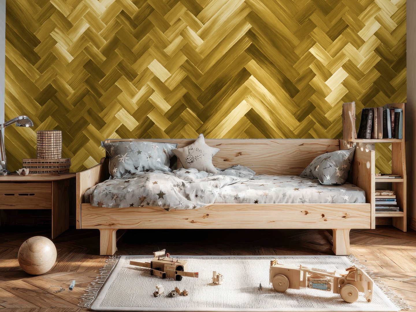 Gilt Herringbone mural
