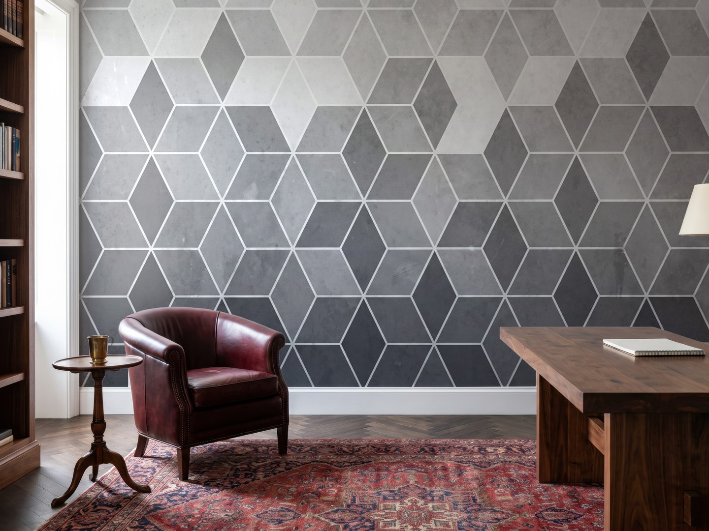 Grey Cube Illusion mural