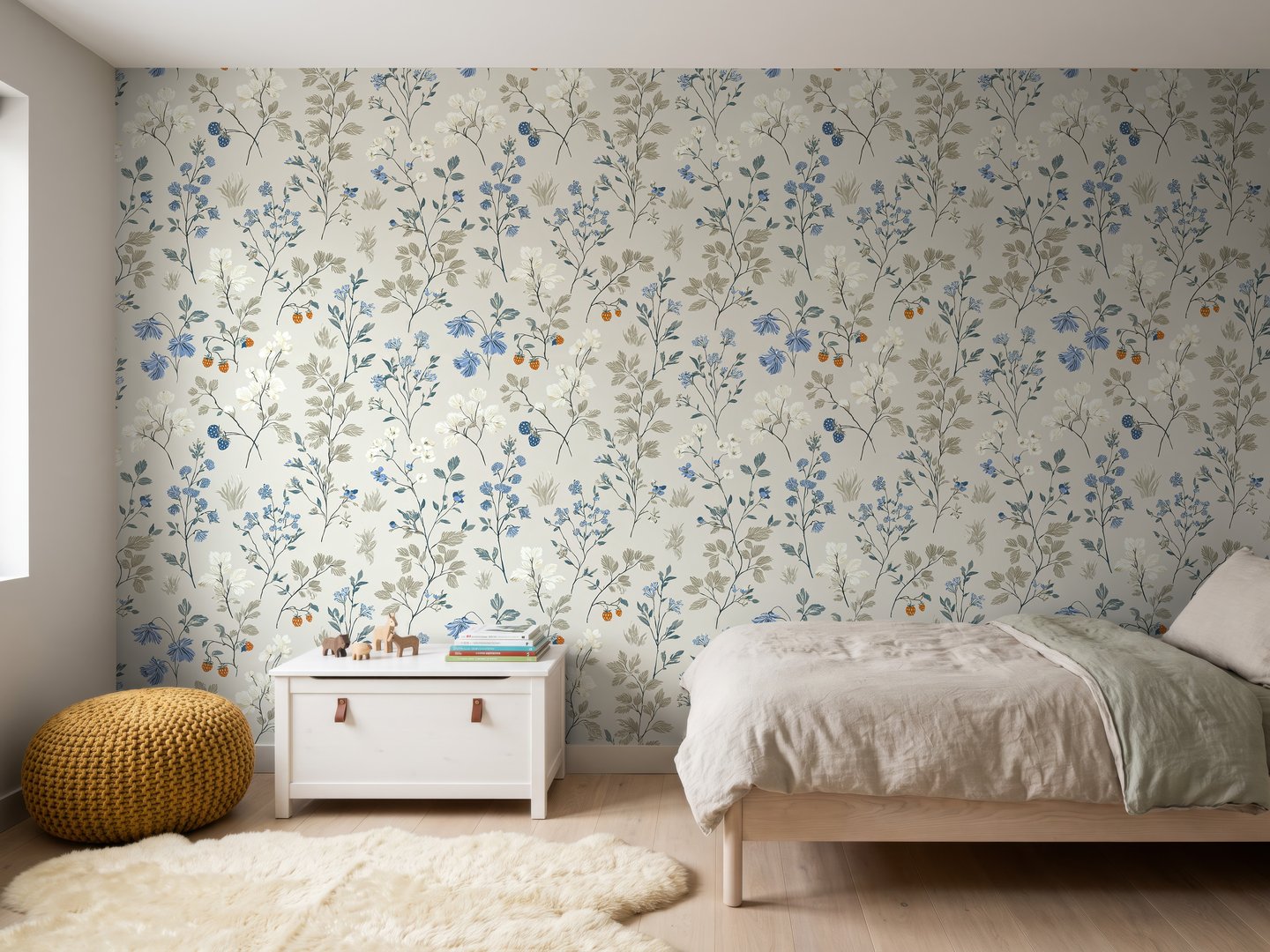 Delft Floral Sprig wallpaper