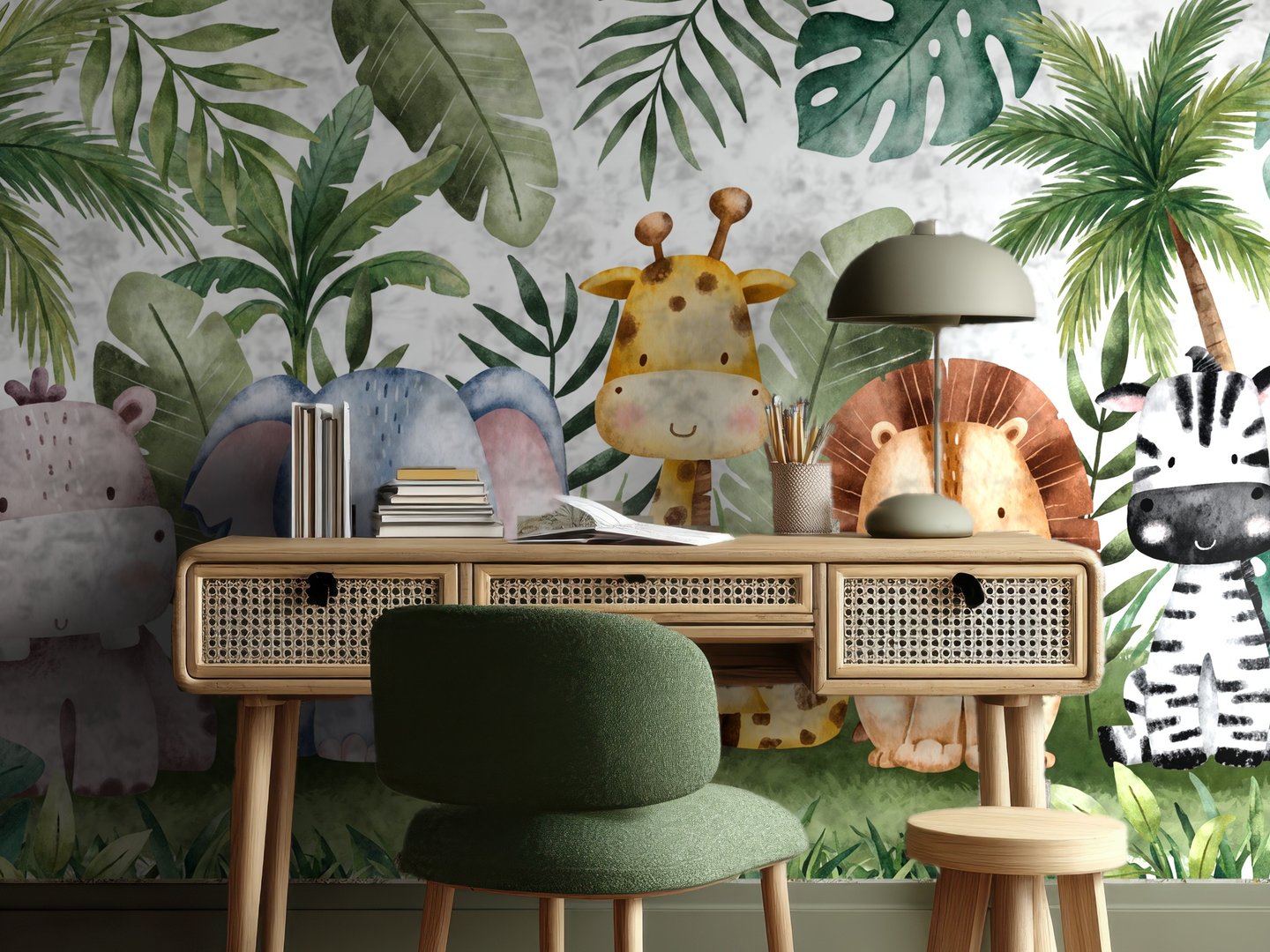 Jungle Giraffe Party mural