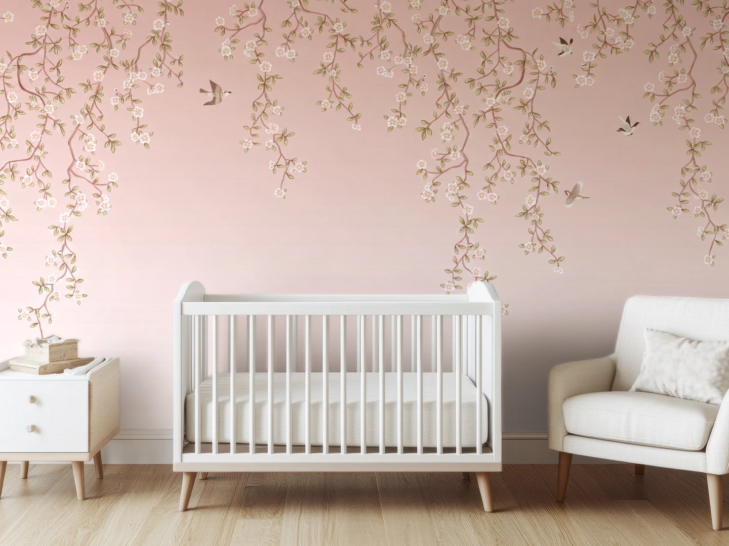 Blush Twig Blossom mural