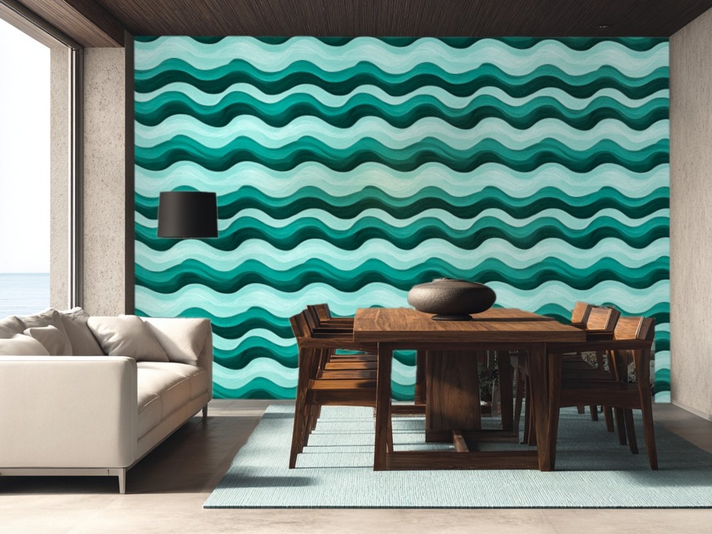 Ocean Waves Indigo wallpaper