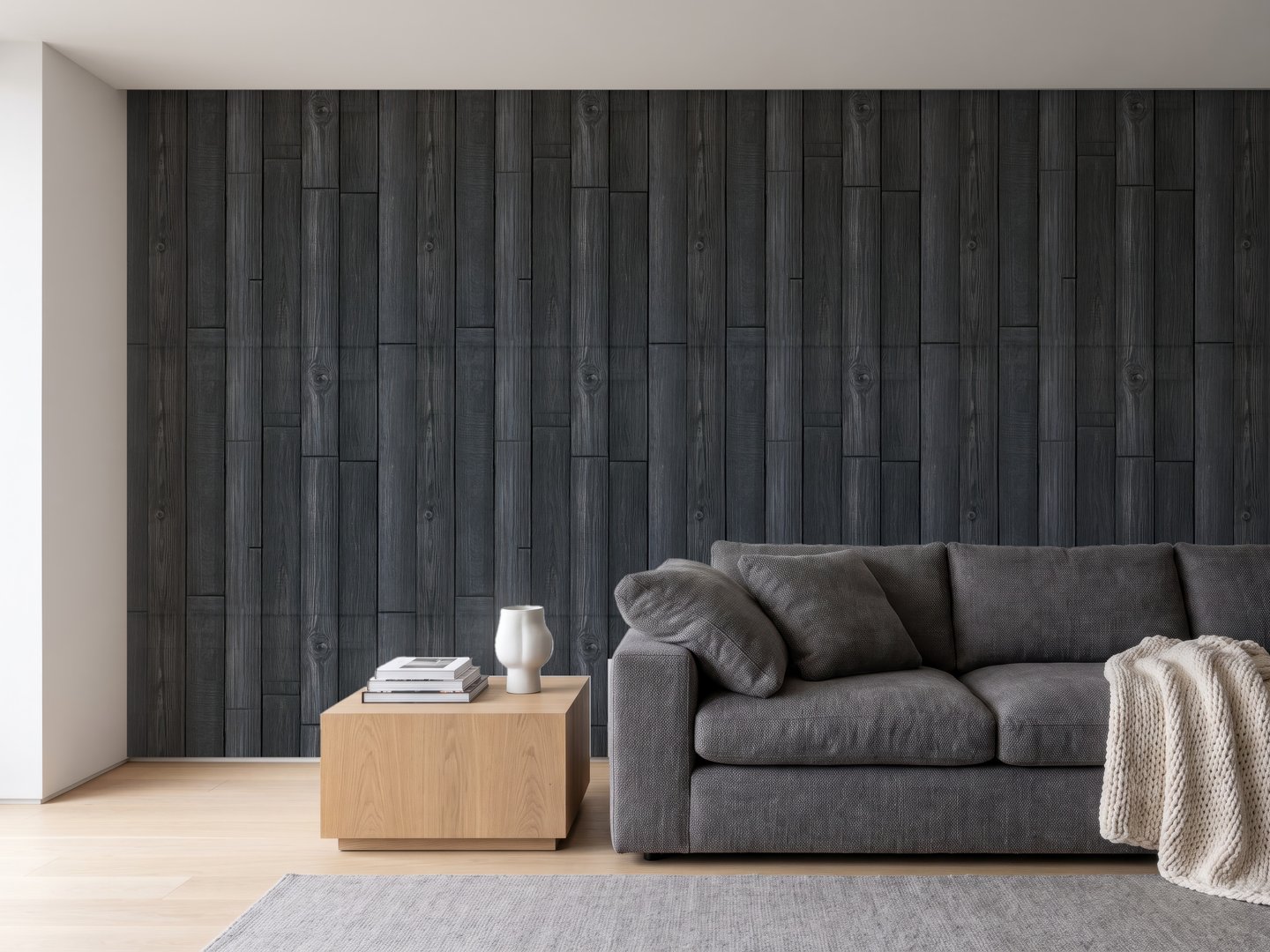 Charcoal Ribbed Panels wallpaper