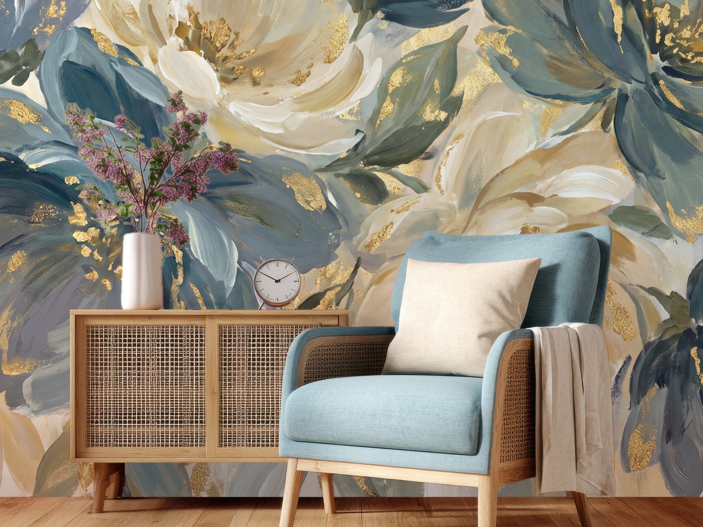 Blue Peony Oil mural