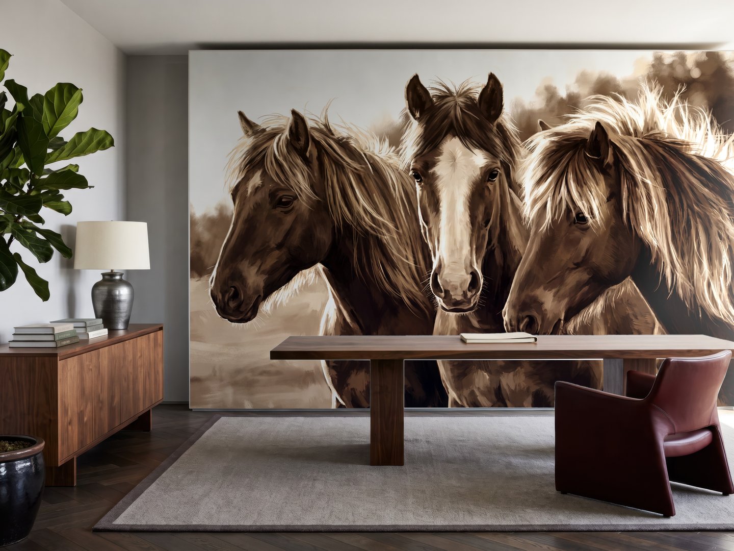 Trio de cai roibi mural