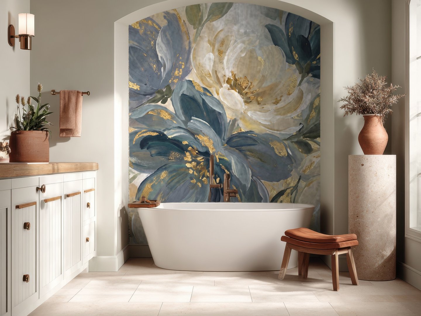 Blue Peony Oil mural