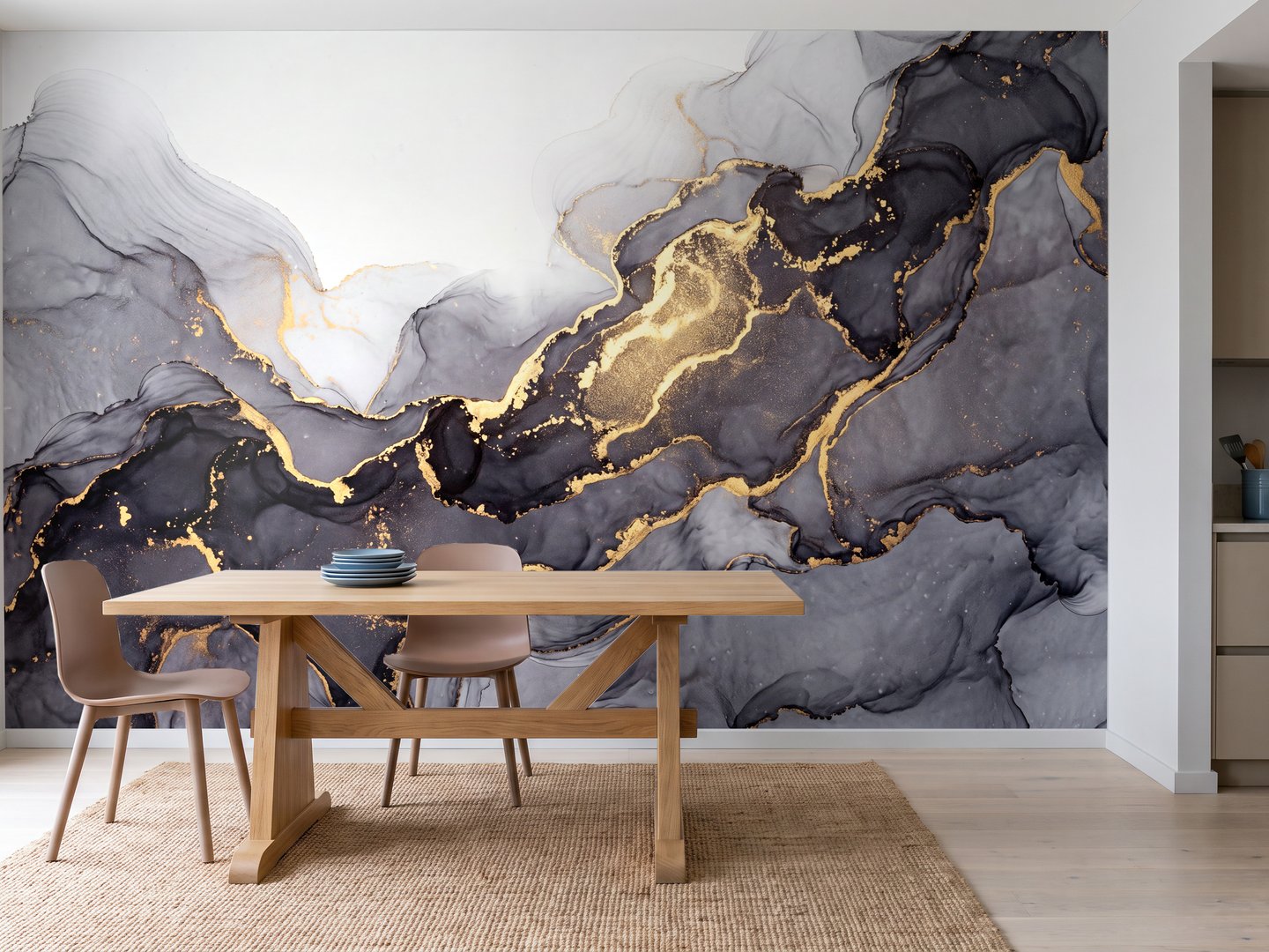 Smoke Gold Marble mural