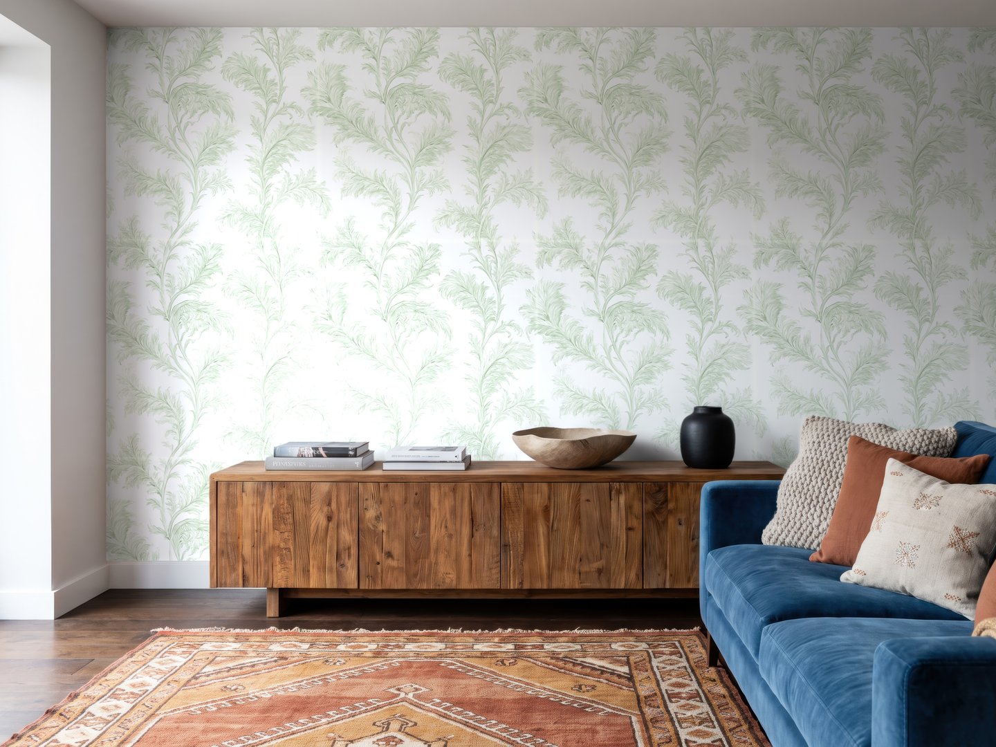 Powder Blue Leaves wallpaper