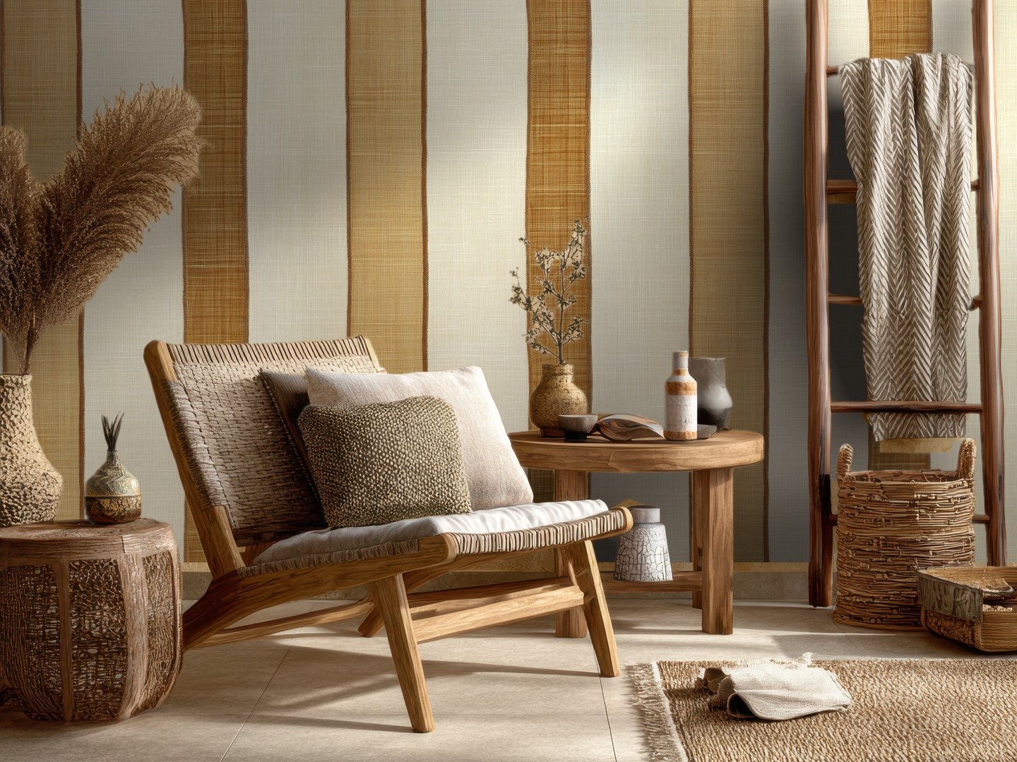Burlap Stripes wallpaper