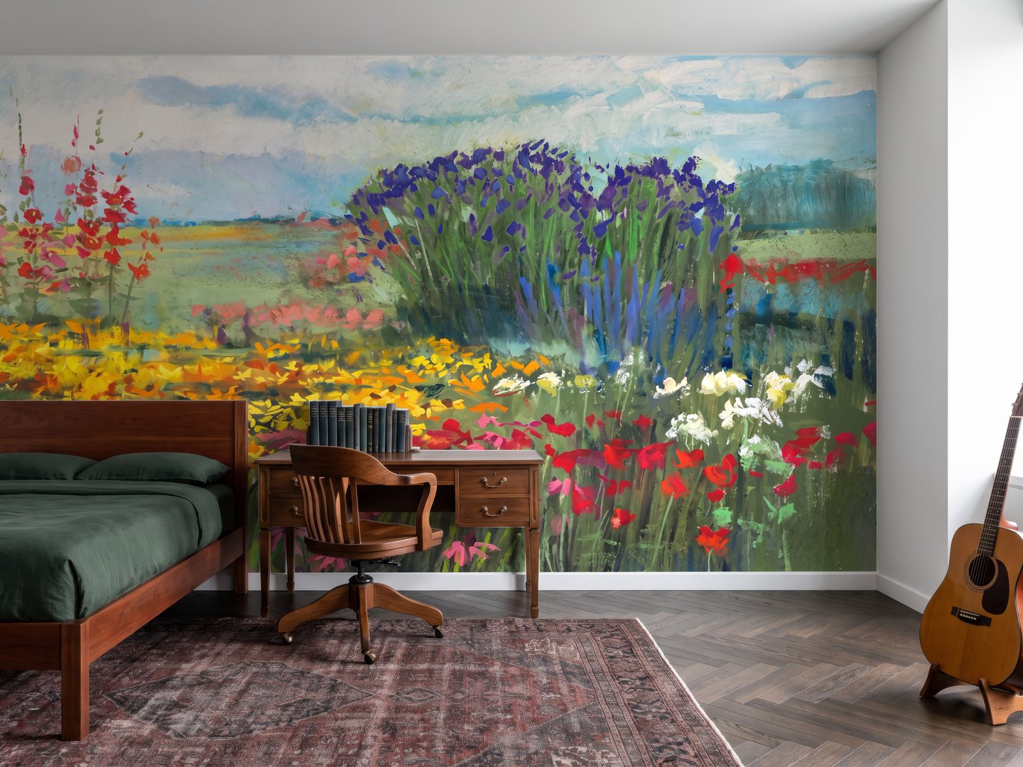 Painted Flower Field mural