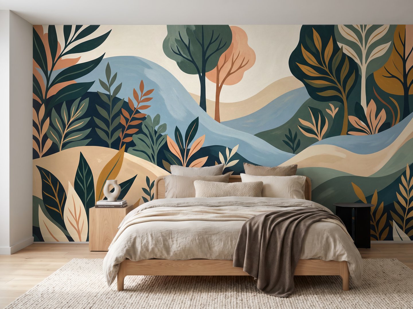 Paysage de feuilles bohème mural