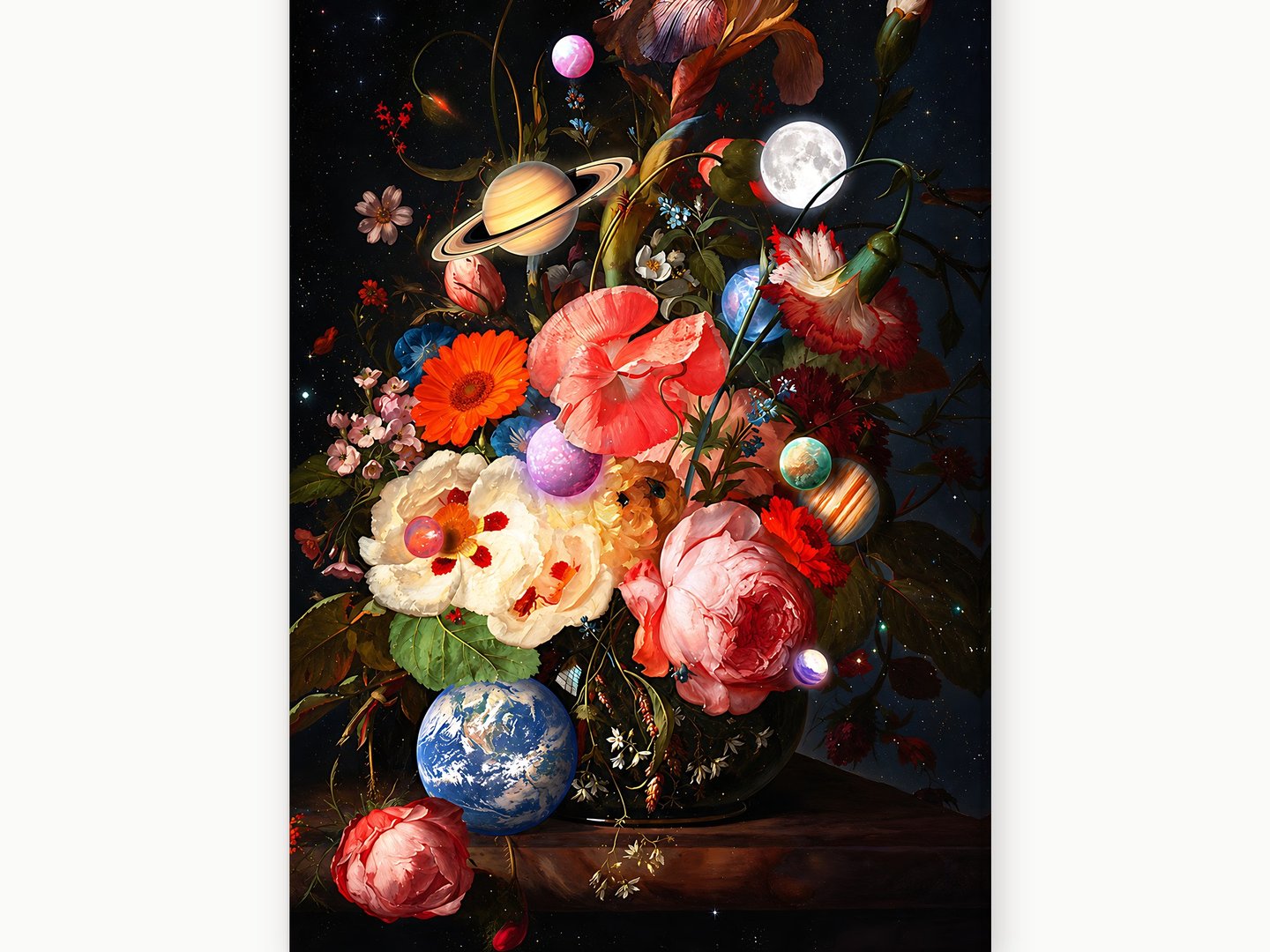 Saturn Among the Roses canvas