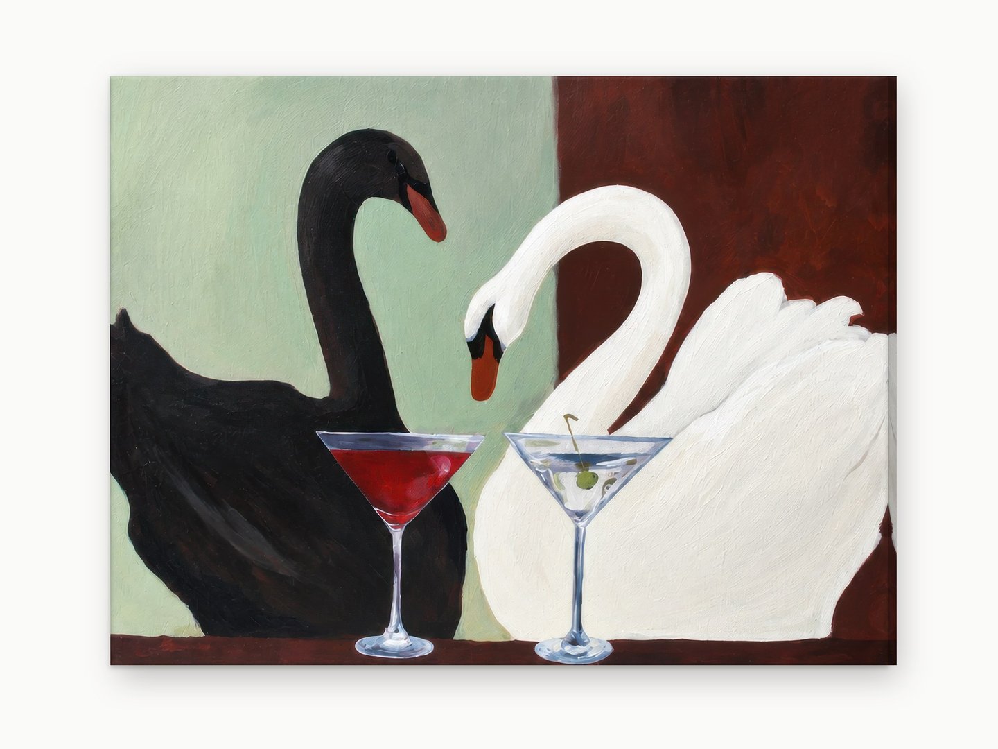 Swans on Date Night canvas