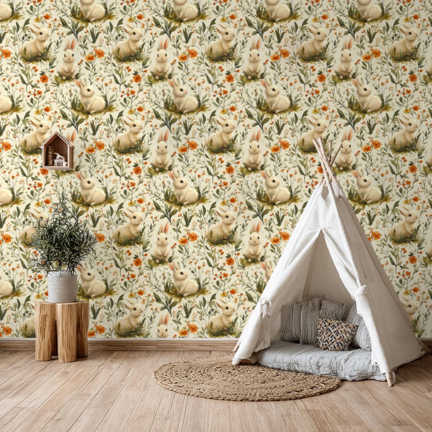 Meadow Hares Delight wallpaper