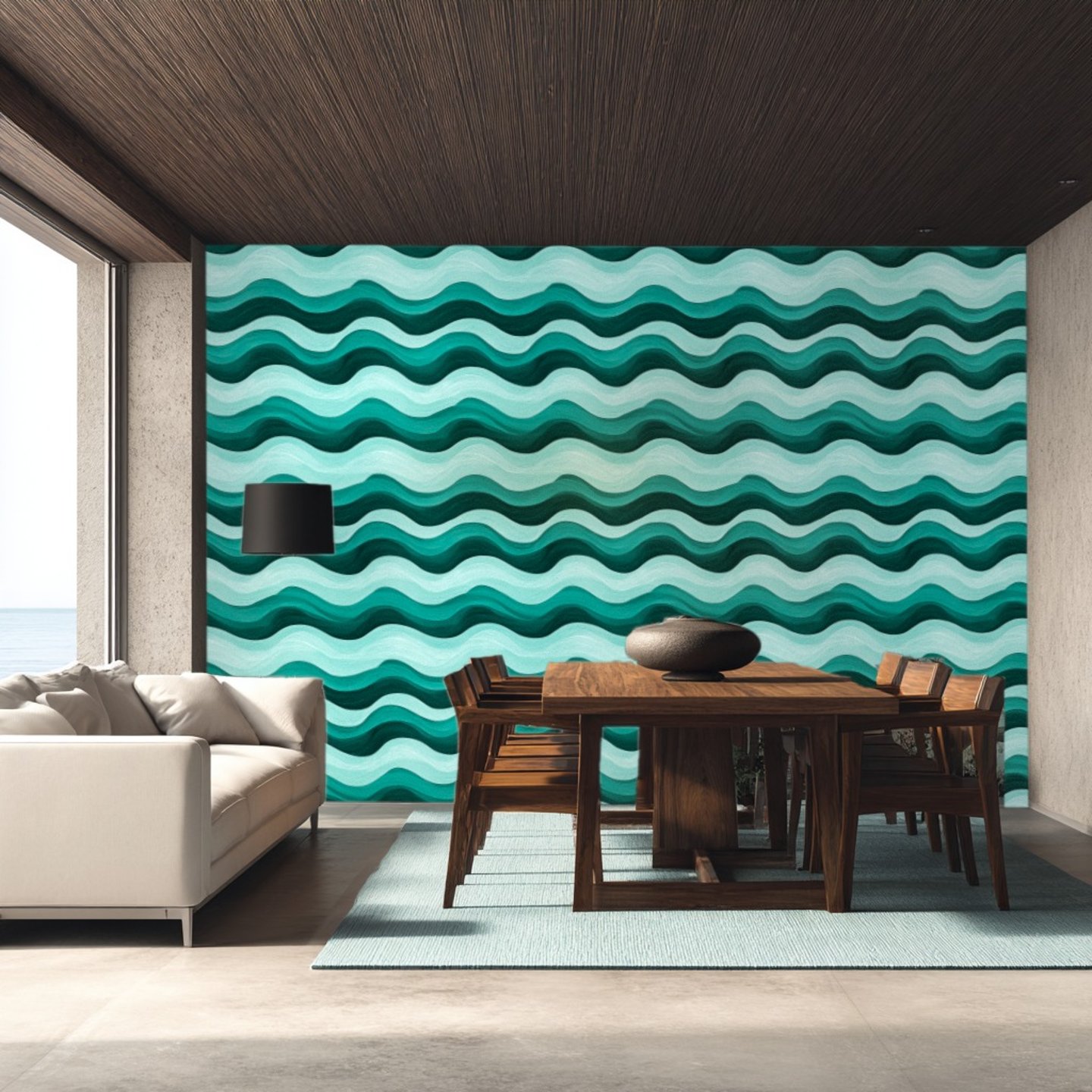 Ocean Waves Indigo wallpaper