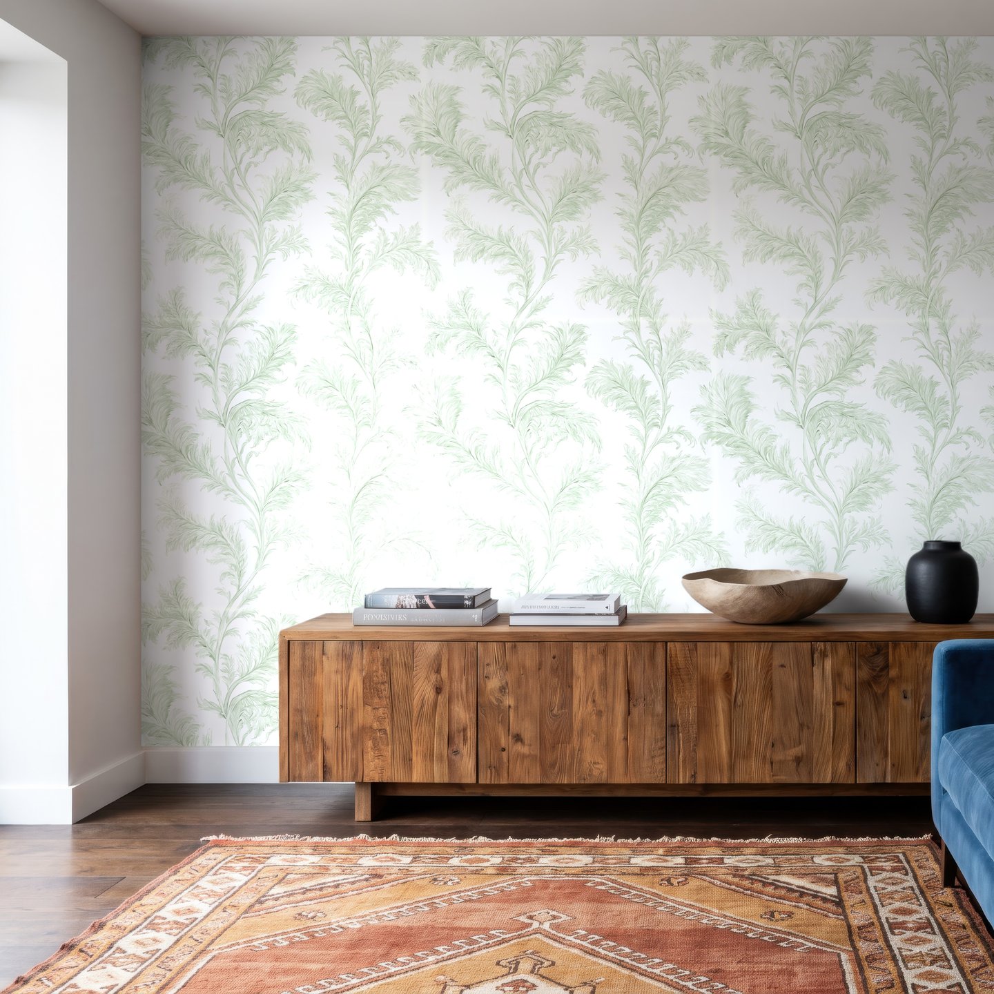 Powder Blue Leaves wallpaper