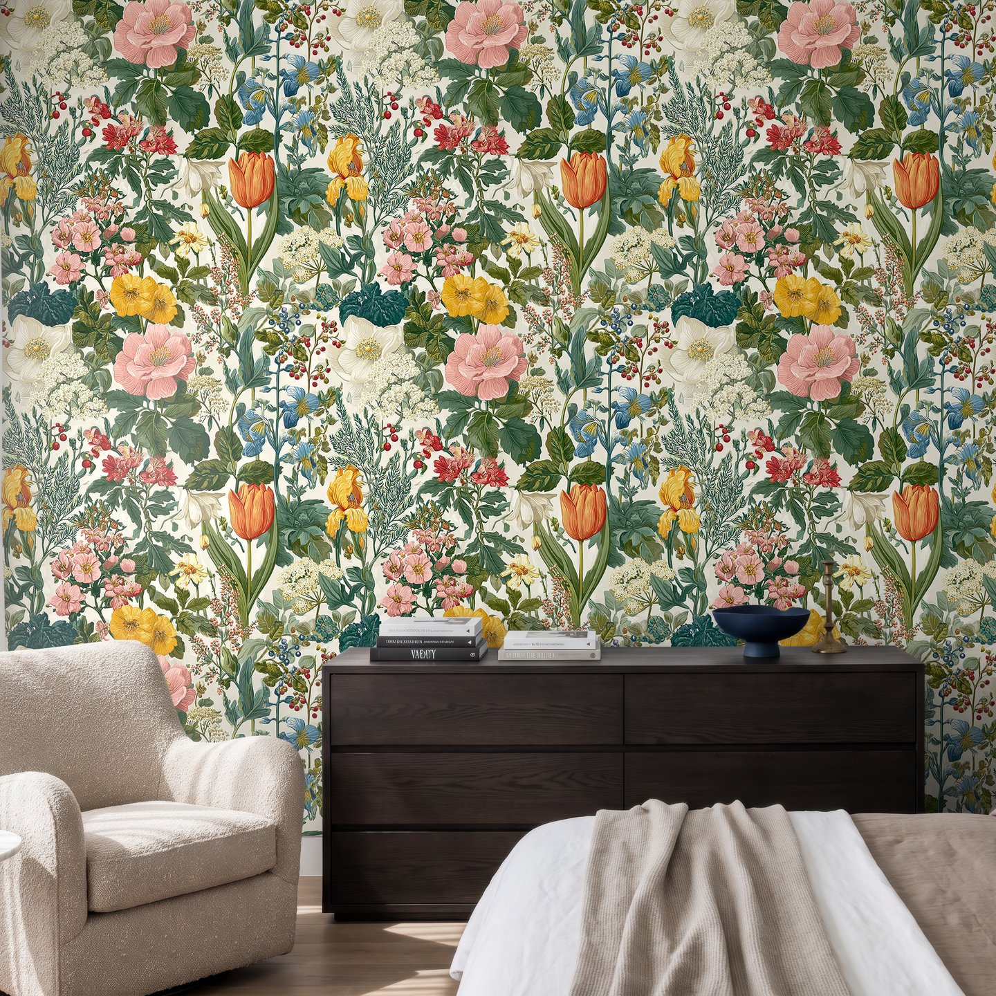 Bloemen in edelsteentinten wallpaper