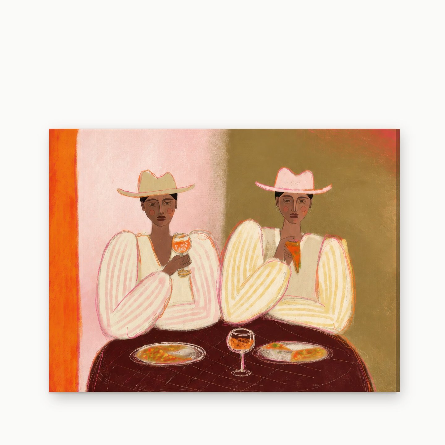 Cowboy Hats and Pizza canvas