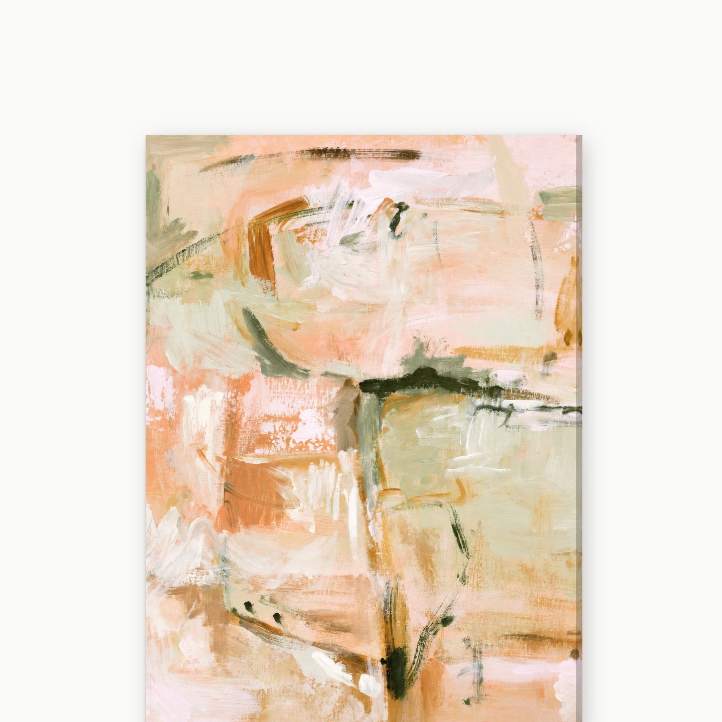 Apricot and Olive Strokes canvas
