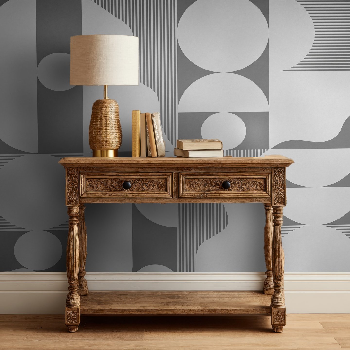 Chalk Geometry 회색 mural