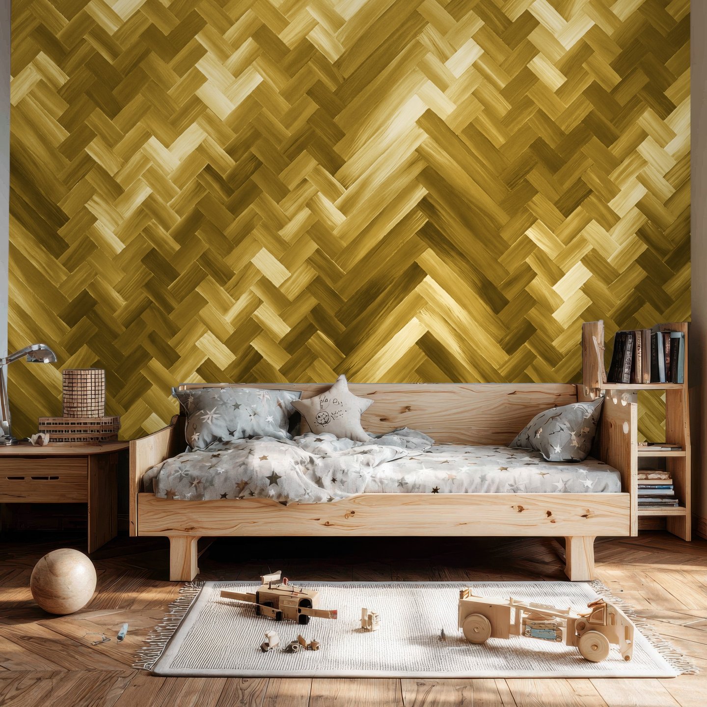 Gilt Herringbone geel mural