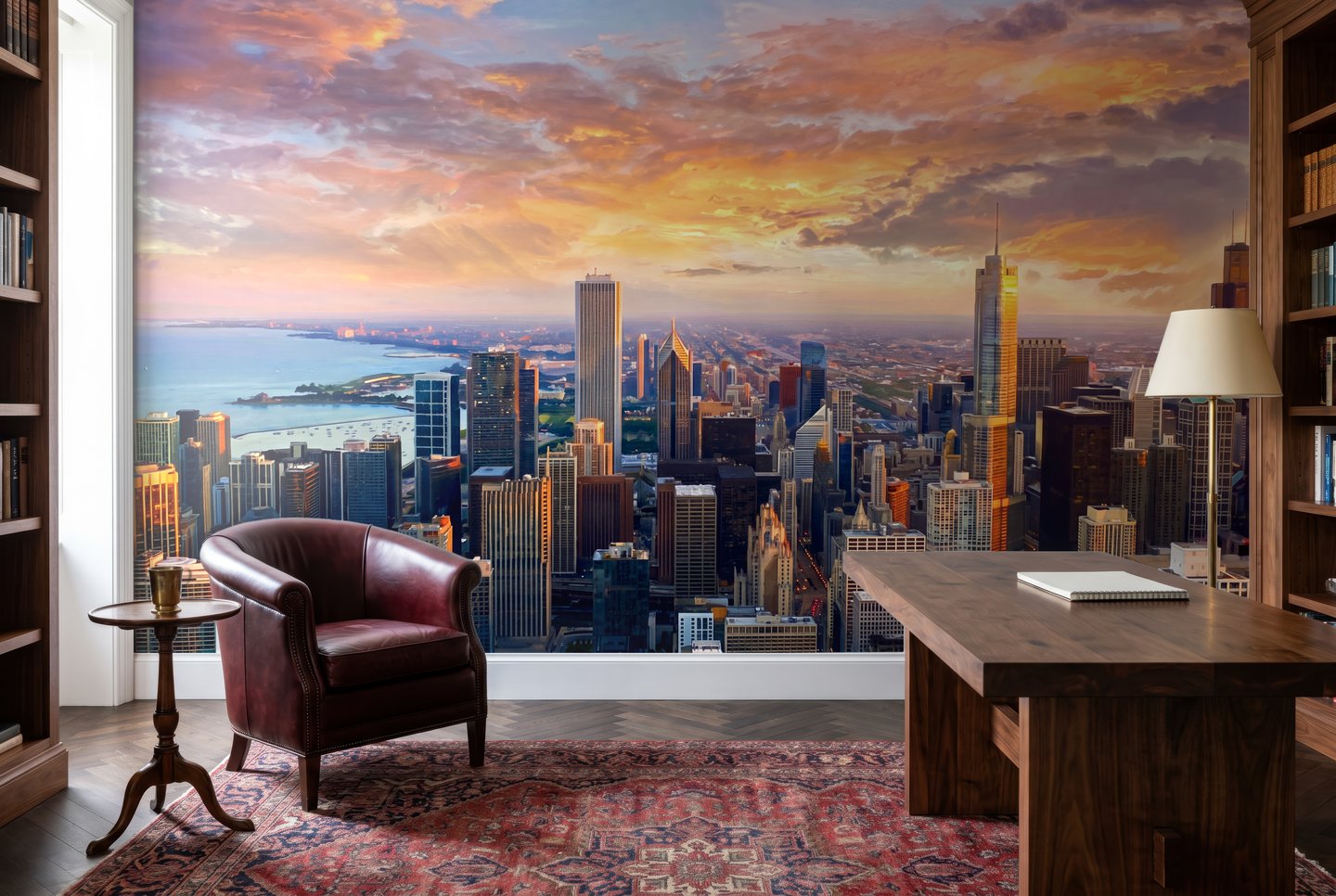 Clementine Skyline orange mural