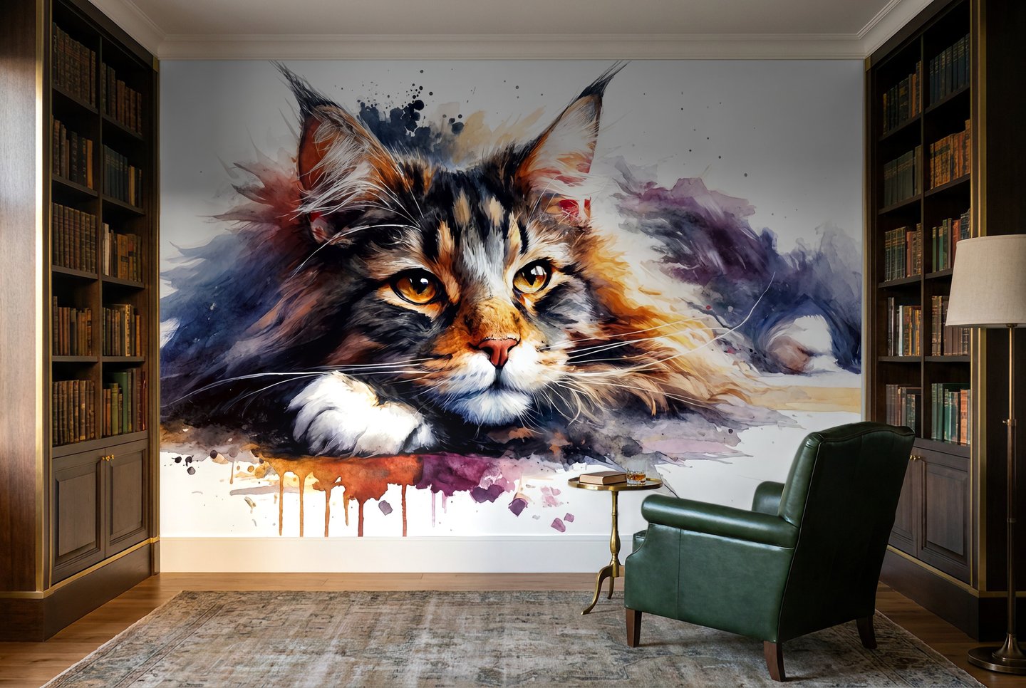 Feline Reverie orange mural