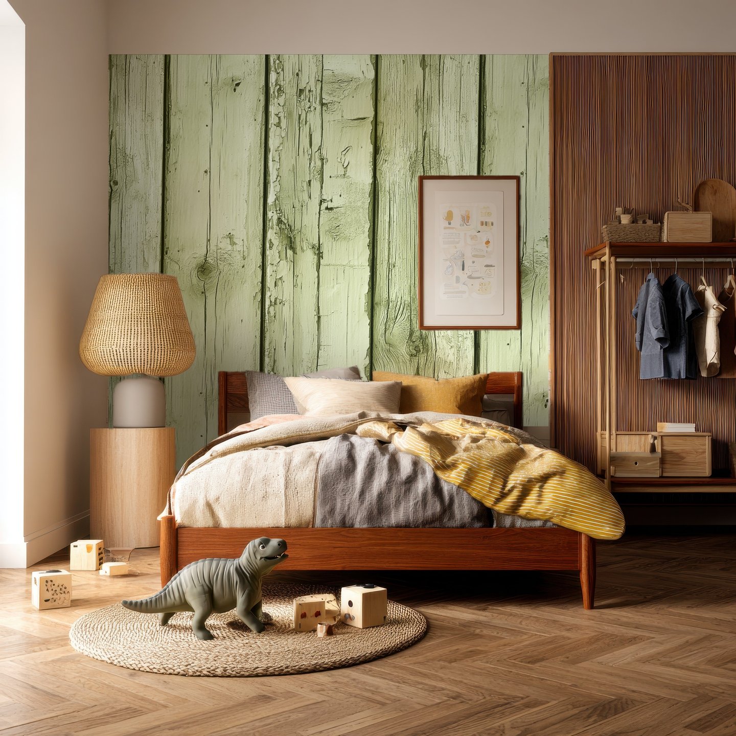 Rustic Timber 올리브색 wallpaper