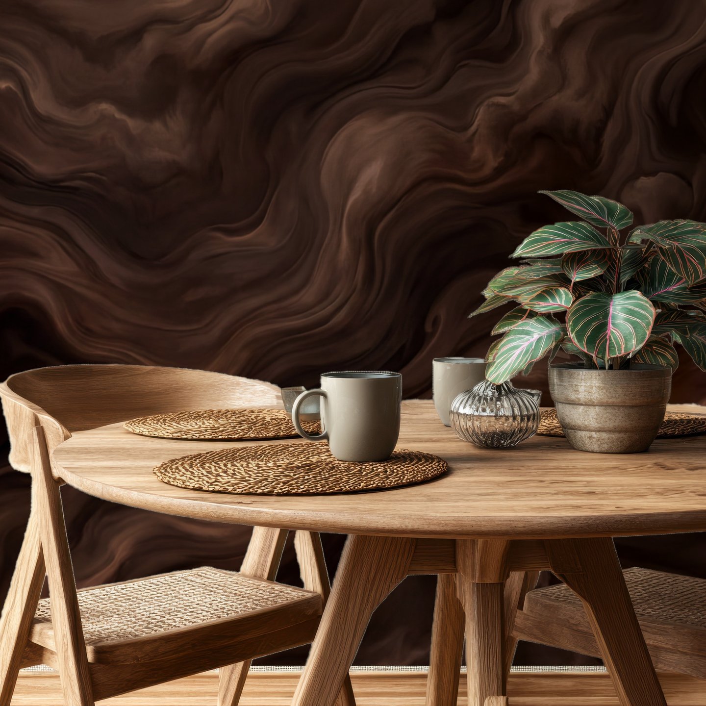 Mocha Swirl 갈색 mural