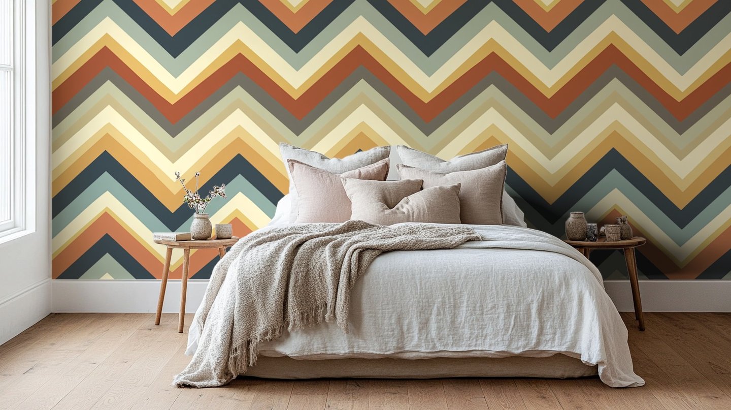 Retro Zigzag Earth oransje wallpaper