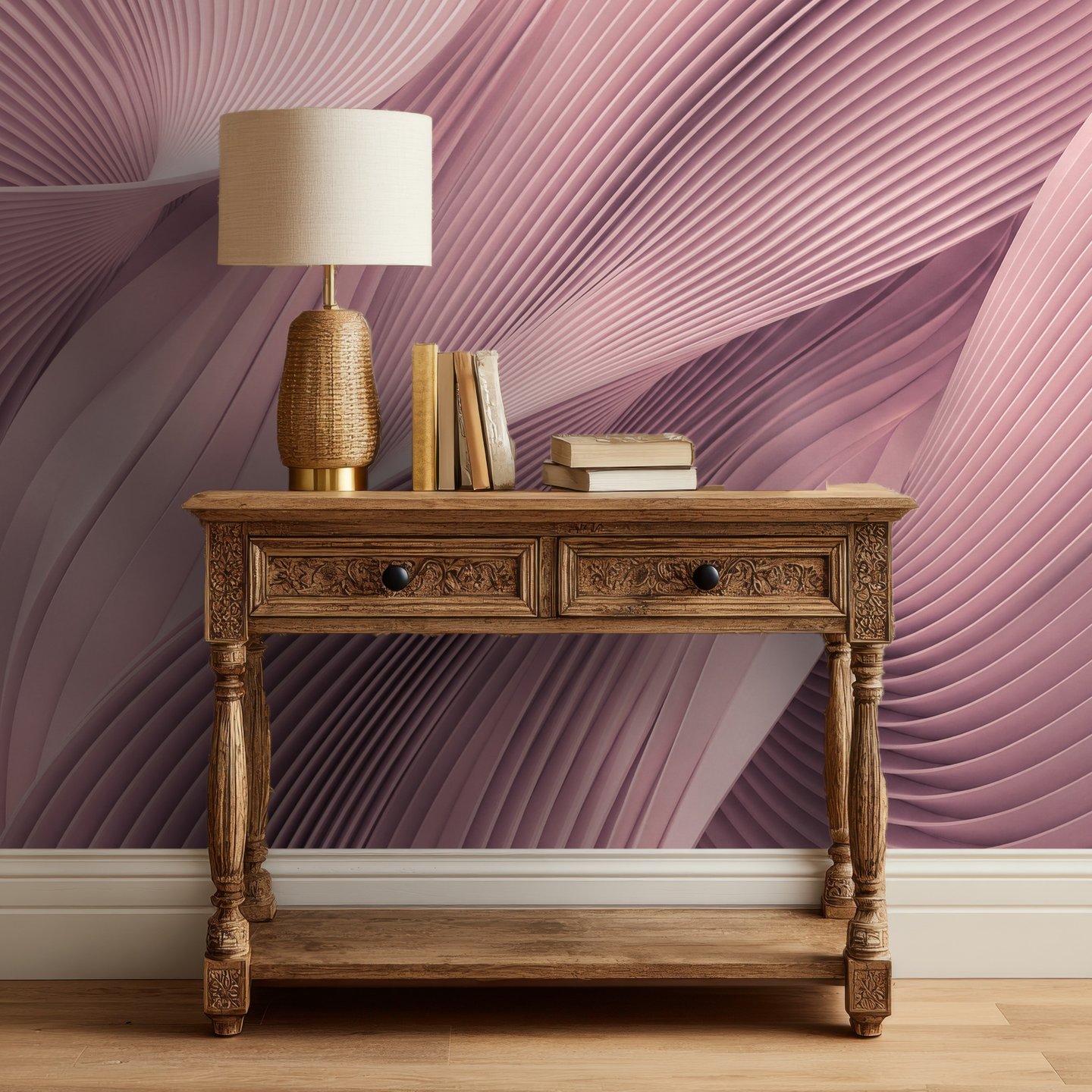Terracotta Ribbon Fold pink mural