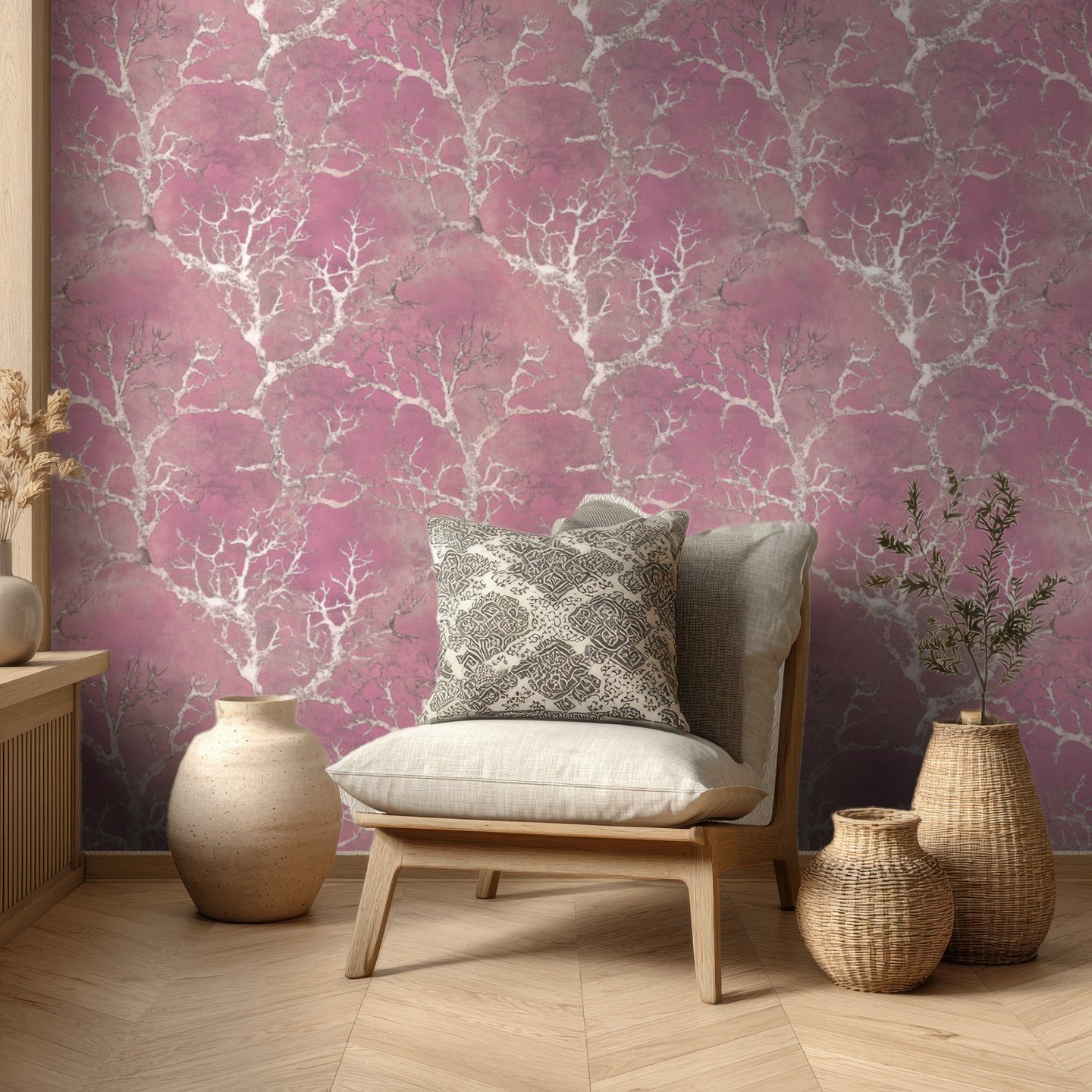 Takkenwerk roze wallpaper