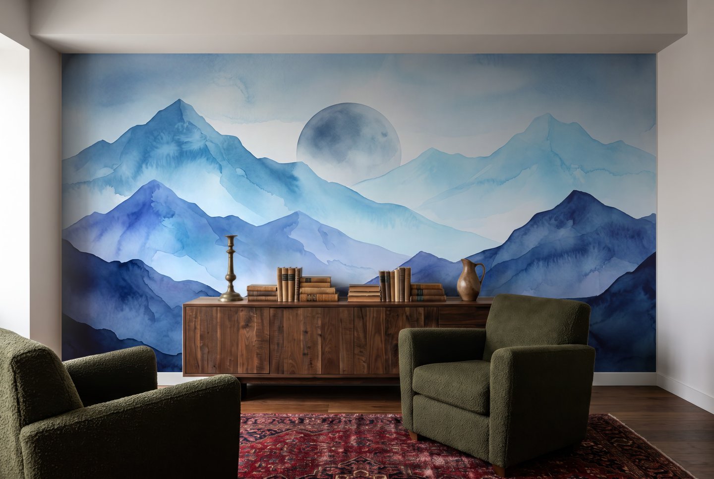 Celestial Peaks blue mural