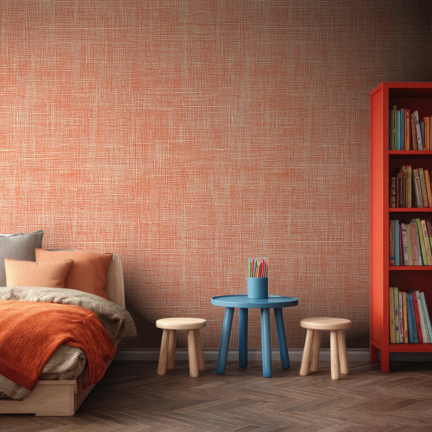 Linen Weave terrakotta wallpaper