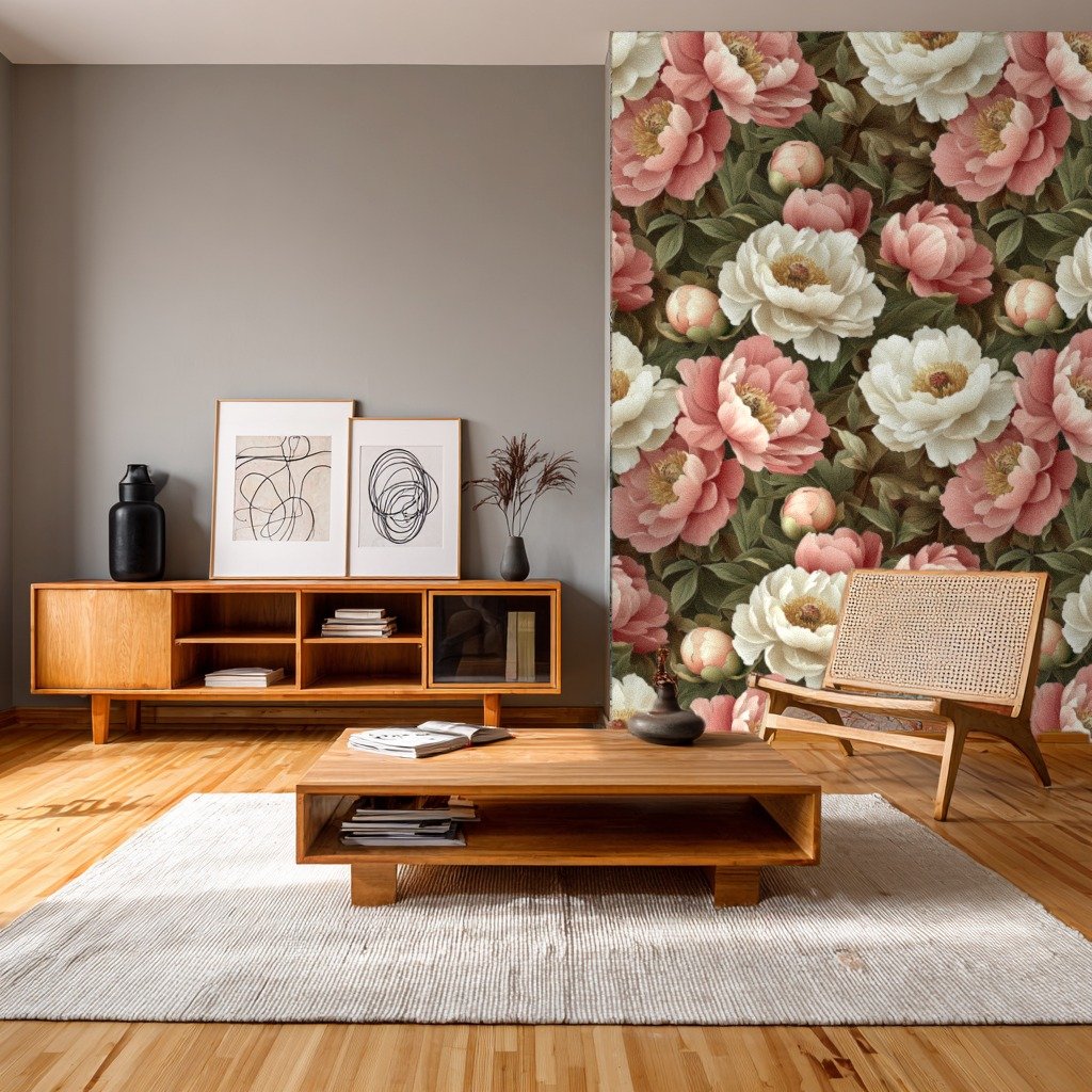 Blooming Peony Elegance 분홍색 wallpaper