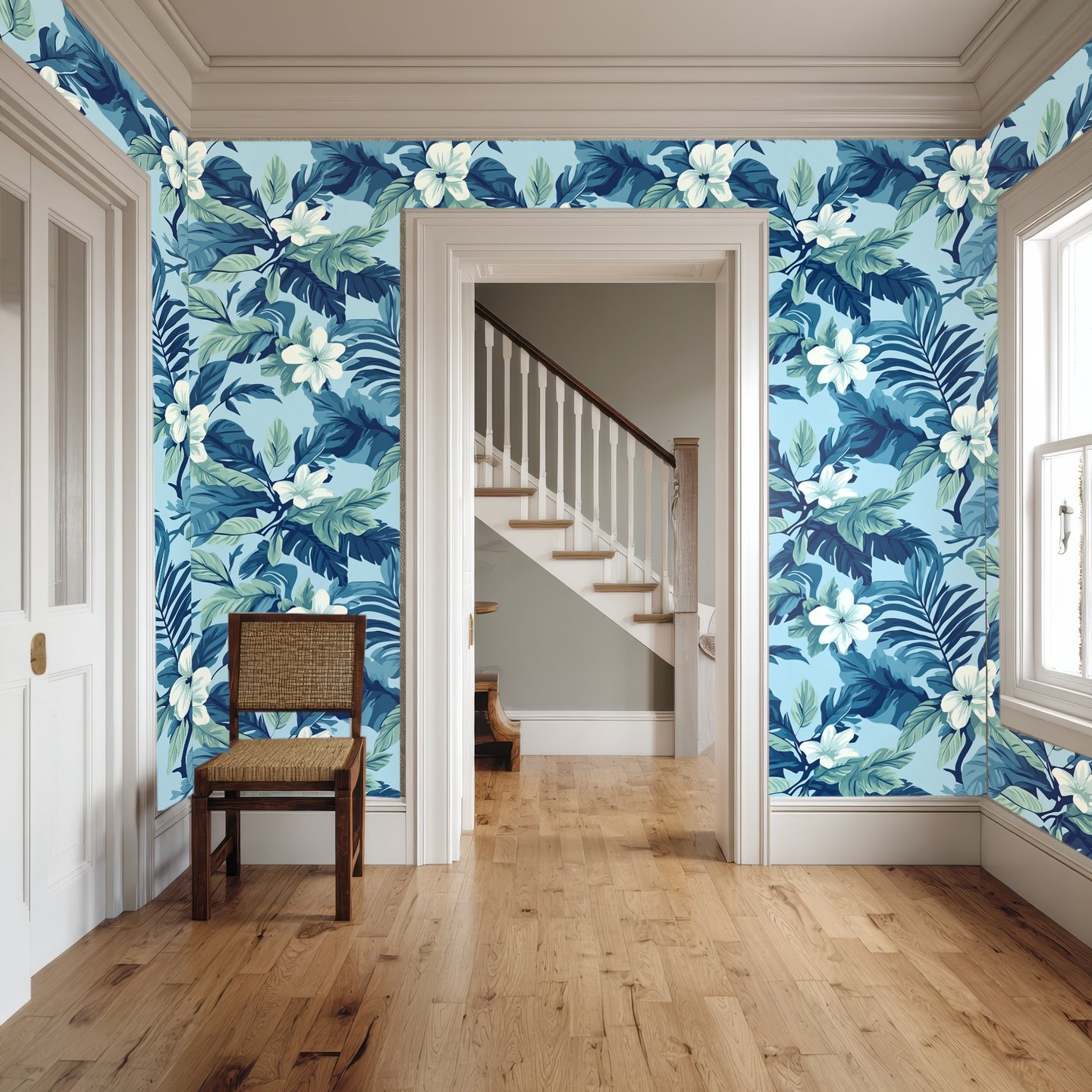 Cobalt Tropic Leaves 青 wallpaper