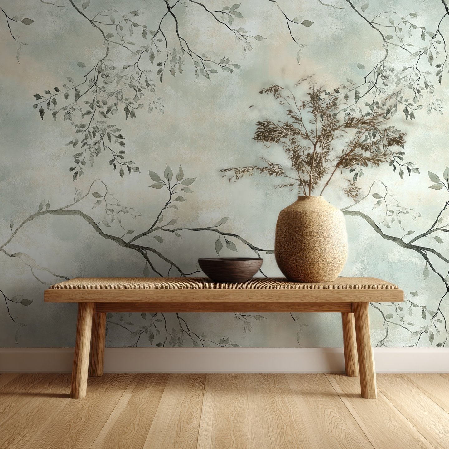 Pale Jade Branches セージ wallpaper