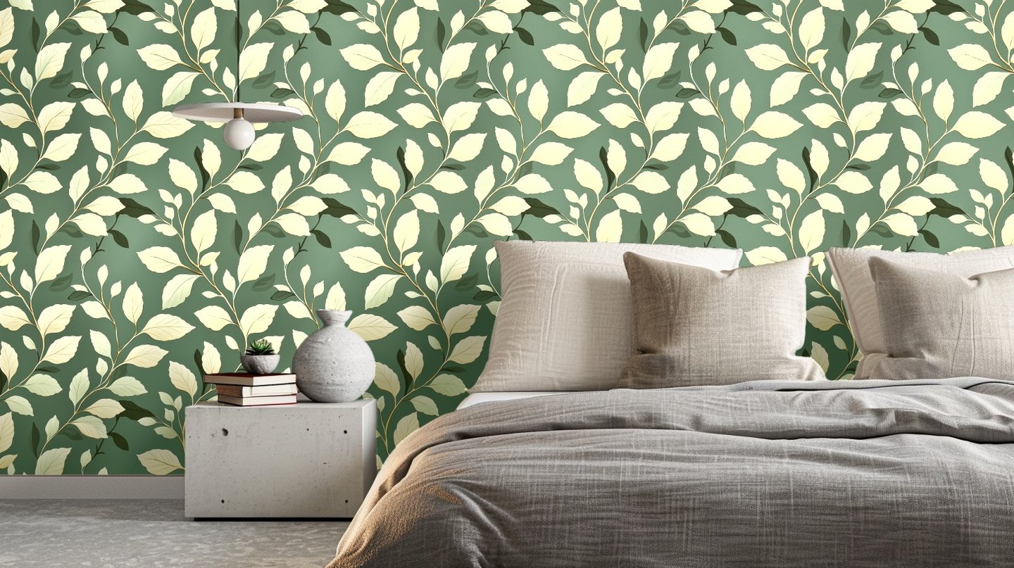 Verdant Vines sage wallpaper