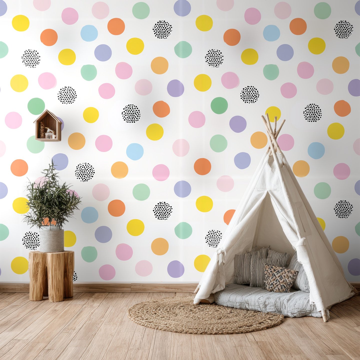 Polka hvit wallpaper