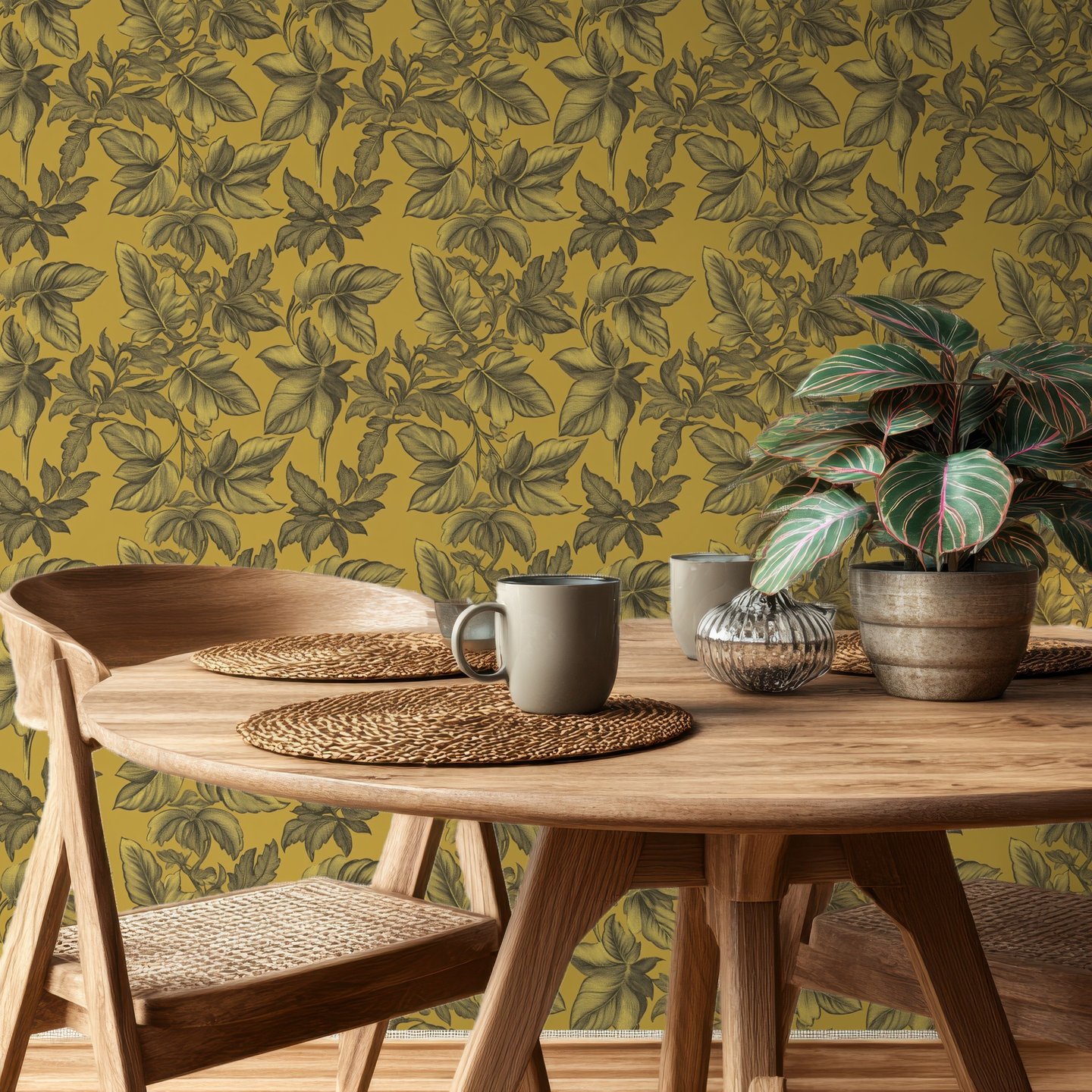 Linen Ash gul wallpaper
