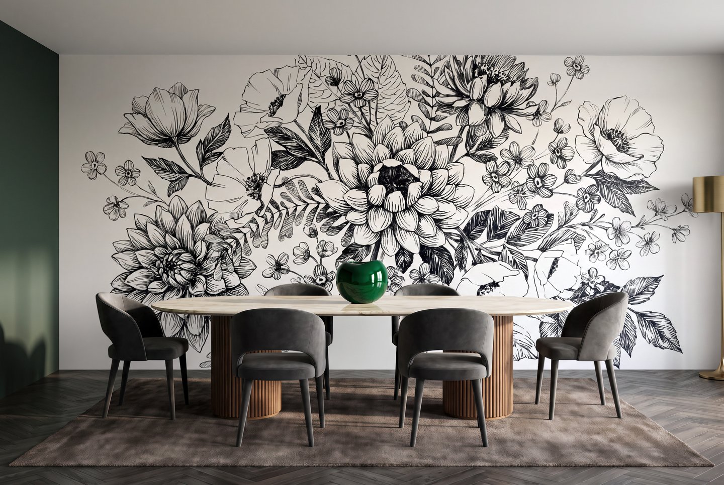 オニキスの格子 黒 mural