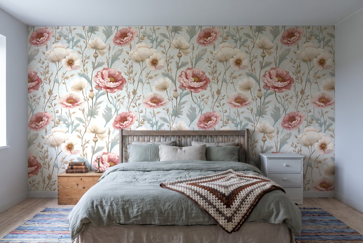 Rose Garden Chintz 분홍색 wallpaper