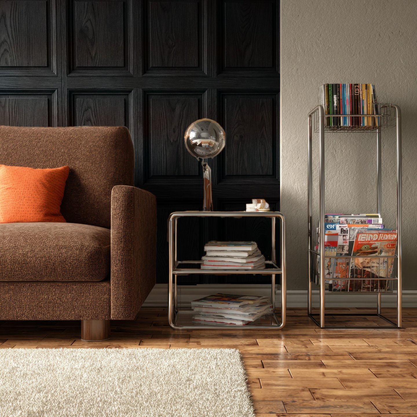 Timber Panels svart mural