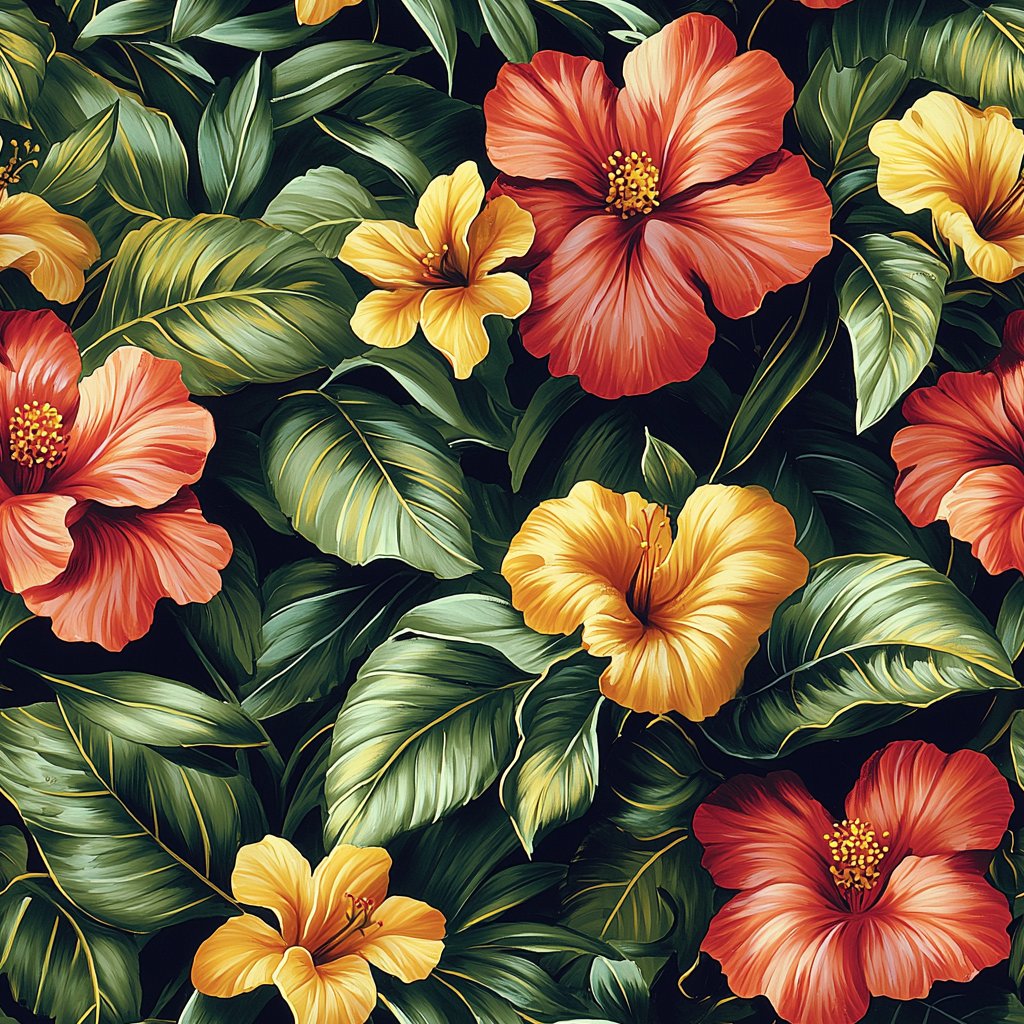 Tropical Blossom Dusk svart wallpaper