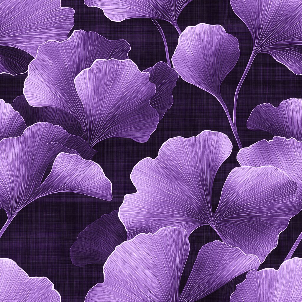 Ginkgo Indigo paars wallpaper