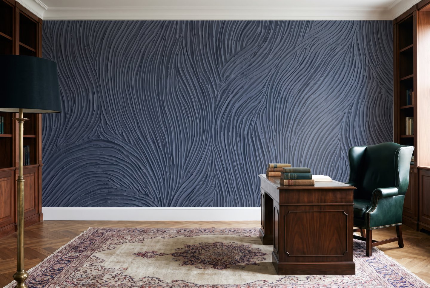 Navy Line Foliage グレー mural