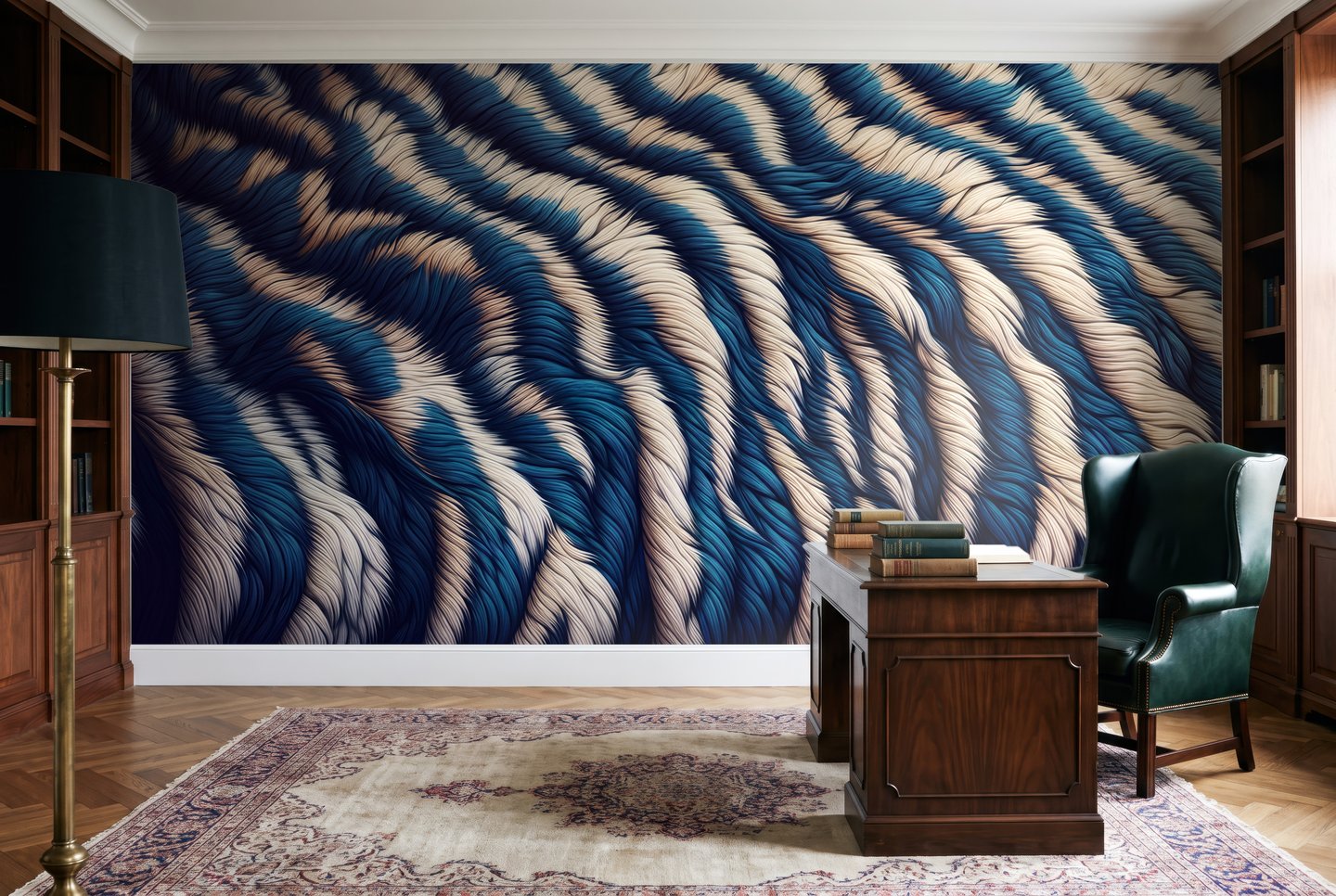 Striation blå mural