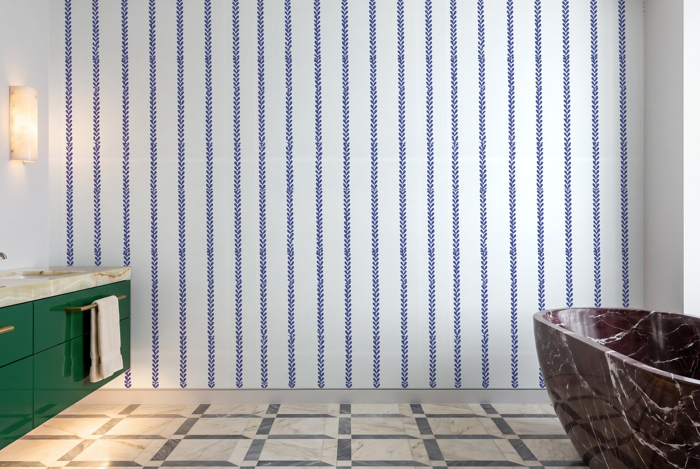 Mint Pinstripe Panels tumši zils wallpaper