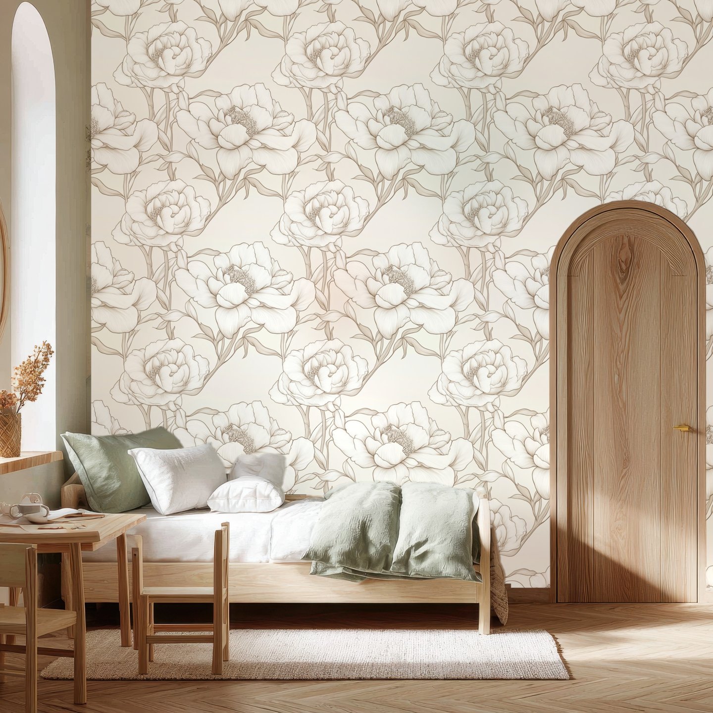 Camellia Glade beige wallpaper