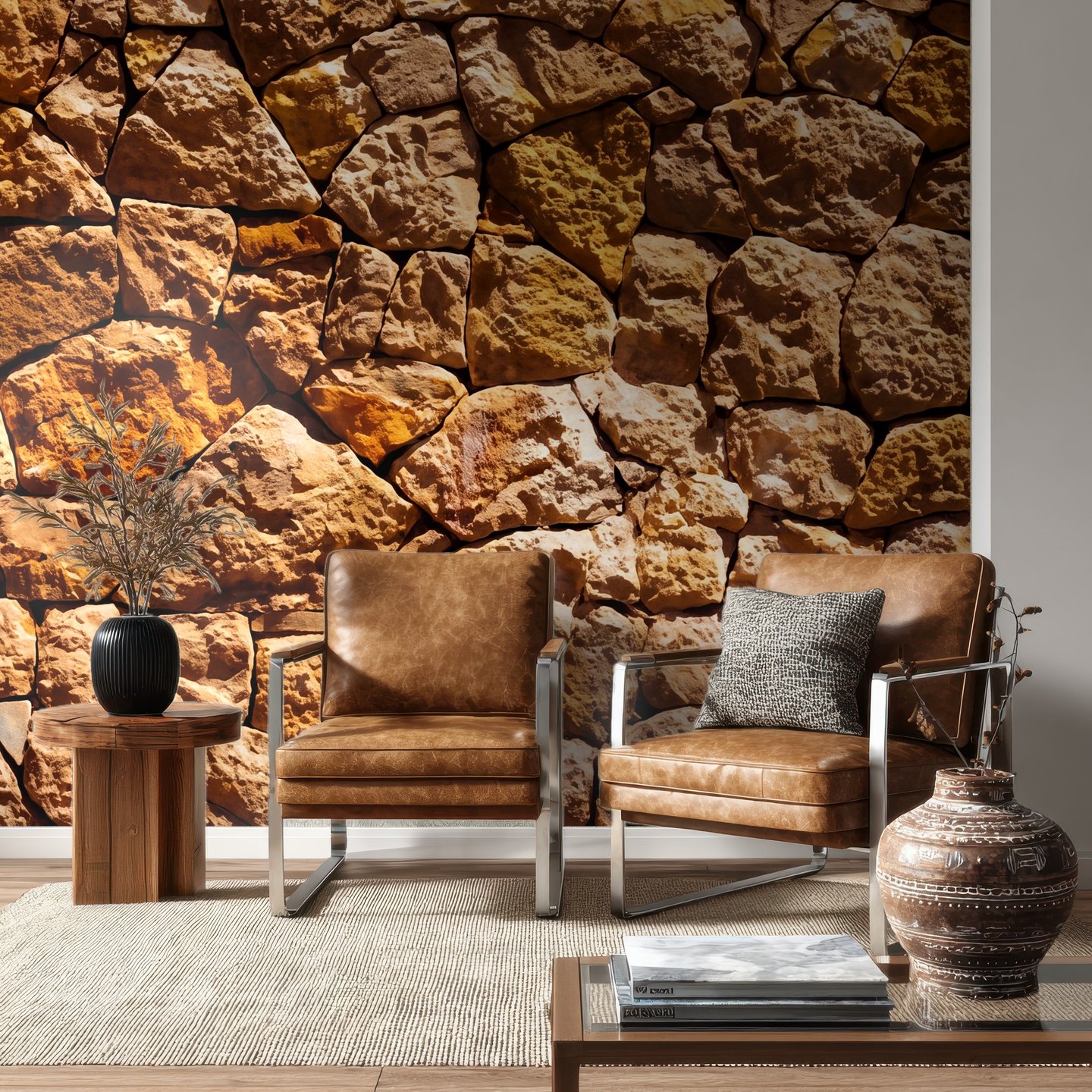 Stonework 갈색 mural